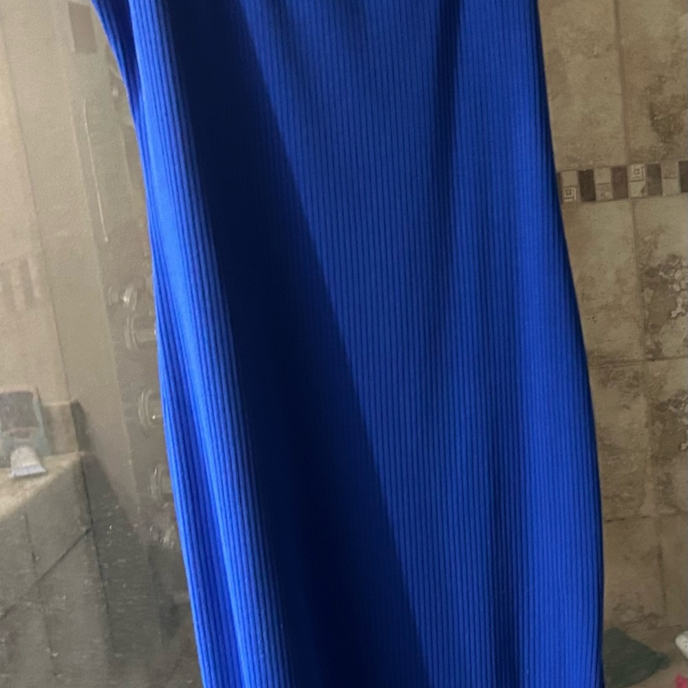Bright Royal Blue Ribbed Dress